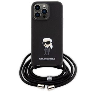 Karl Lagerfeld KLHCP15XSASKNPSK Apple iPhone 15 Pro Max 6.7" kietas dėklas juodos spalvos Crossbody Saffiano Monog - Image 2