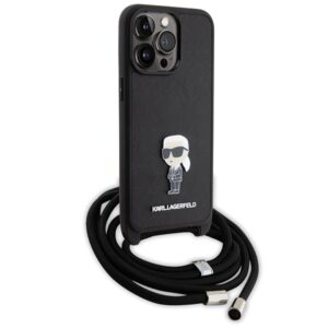 Karl Lagerfeld KLHCP15XSASKNPSK Apple iPhone 15 Pro Max 6.7" kietas dėklas juodos spalvos Crossbody Saffiano Monog - Image 3