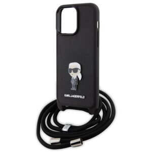 Karl Lagerfeld KLHCP15XSASKNPSK Apple iPhone 15 Pro Max 6.7" kietas dėklas juodos spalvos Crossbody Saffiano Monog - Image 5