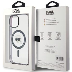 Karl Lagerfeld KLHMP15SHKHNOTK Apple iPhone 15/ 14 / 13 6.1" skaidrus kietas dėklas IML Karl`s Head MagSafe - Image 8
