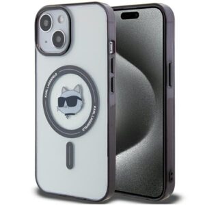 Karl Lagerfeld KLHMP15SHCHNOTK Apple iPhone 15/ 14 / 13 6.1" skaidrus kietas dėklas IML Choupette`s Head Mag - Image 1