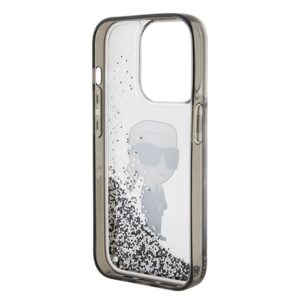 Karl Lagerfeld KLHCP15LLKKNSK Apple iPhone 15 Pro 6.1" skaidrus kietas dėklas Liquid Glitter Ikonik - Image 7