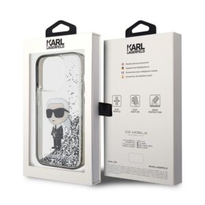 Karl Lagerfeld KLHCP15LLKKNSK Apple iPhone 15 Pro 6.1" skaidrus kietas dėklas Liquid Glitter Ikonik - Image 8