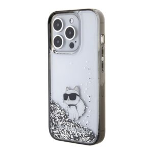 Karl Lagerfeld KLHCP15LLKCNSK Apple iPhone 15 Pro 6.1" skaidrus kietas dėklas Liquid Glitter Choupette - Image 2