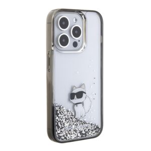 Karl Lagerfeld KLHCP15LLKCNSK Apple iPhone 15 Pro 6.1" skaidrus kietas dėklas Liquid Glitter Choupette - Image 4