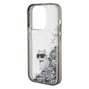 Karl Lagerfeld KLHCP15LLKCNSK Apple iPhone 15 Pro 6.1" skaidrus kietas dėklas Liquid Glitter Choupette - Image 6