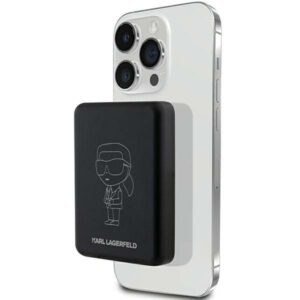 Karl Lagerfeld Powerbank Induction KLPBM5KIOTTGK 5000mAh juodos spalvos NFT Outline Ikonik MagSafe - Image 1