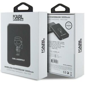 Karl Lagerfeld Powerbank Induction KLPBM5KIOTTGK 5000mAh juodos spalvos NFT Outline Ikonik MagSafe - Image 5