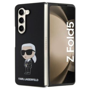 Karl Lagerfeld KLHCZFD5SNIKBCK Z Fold5 kietas dėklas juodos spalvos Silicone Ikonik - Image 1