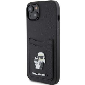 Karl Lagerfeld KLHCP15SSAPKCNPK Apple iPhone 15 / 14 / 13 6.1" juodos spalvos kietas dėklas Saffiano Cardslot Karl - Image 2