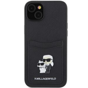 Karl Lagerfeld KLHCP15SSAPKCNPK Apple iPhone 15 / 14 / 13 6.1" juodos spalvos kietas dėklas Saffiano Cardslot Karl - Image 3