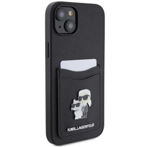 Karl Lagerfeld KLHCP15SSAPKCNPK Apple iPhone 15 / 14 / 13 6.1" juodos spalvos kietas dėklas Saffiano Cardslot Karl - Image 4