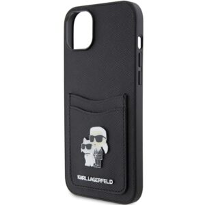 Karl Lagerfeld KLHCP15SSAPKCNPK Apple iPhone 15 / 14 / 13 6.1" juodos spalvos kietas dėklas Saffiano Cardslot Karl - Image 6