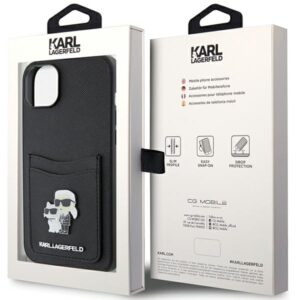 Karl Lagerfeld KLHCP15SSAPKCNPK Apple iPhone 15 / 14 / 13 6.1" juodos spalvos kietas dėklas Saffiano Cardslot Karl - Image 8