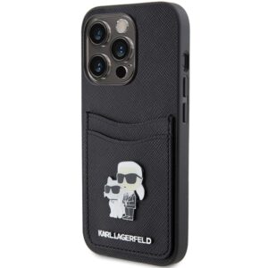 Karl Lagerfeld KLHCP15LSAPKCNPK Apple iPhone 15 Pro 6.1" juodos spalvos kietas dėklas Saffiano Cardslot Karl&Choup - Image 2