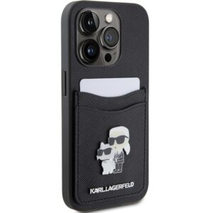 Karl Lagerfeld KLHCP15LSAPKCNPK Apple iPhone 15 Pro 6.1" juodos spalvos kietas dėklas Saffiano Cardslot Karl&Choup - Image 4