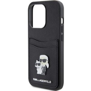 Karl Lagerfeld KLHCP15LSAPKCNPK Apple iPhone 15 Pro 6.1" juodos spalvos kietas dėklas Saffiano Cardslot Karl&Choup - Image 6