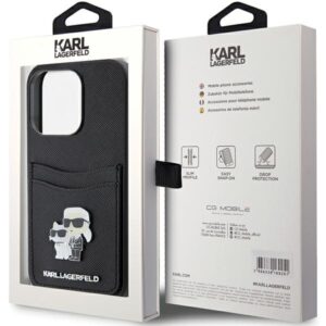 Karl Lagerfeld KLHCP15LSAPKCNPK Apple iPhone 15 Pro 6.1" juodos spalvos kietas dėklas Saffiano Cardslot Karl&Choup - Image 8