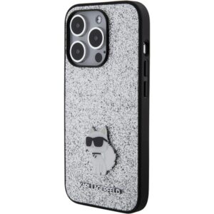 Karl Lagerfeld KLHCP15XGCNPSG Apple iPhone 15 Pro Max 6.7" silver kietas dėklas Fixed Glitter Choupette - Image 2