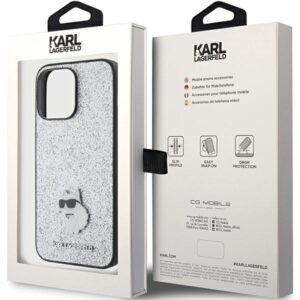 Karl Lagerfeld KLHCP15XGCNPSG Apple iPhone 15 Pro Max 6.7" silver kietas dėklas Fixed Glitter Choupette - Image 8