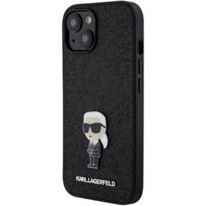 Karl Lagerfeld KLHCP15SGKNPSK Apple iPhone 15/ 14 / 13 6.1" juodos spalvos kietas dėklas Fixed Glitter Ikonik Log - Image 2