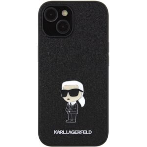 Karl Lagerfeld KLHCP15SGKNPSK Apple iPhone 15/ 14 / 13 6.1" juodos spalvos kietas dėklas Fixed Glitter Ikonik Log - Image 3