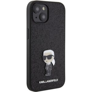 Karl Lagerfeld KLHCP15SGKNPSK Apple iPhone 15/ 14 / 13 6.1" juodos spalvos kietas dėklas Fixed Glitter Ikonik Log - Image 4