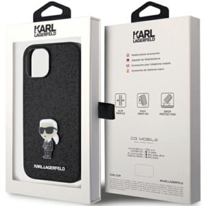 Karl Lagerfeld KLHCP15SGKNPSK Apple iPhone 15/ 14 / 13 6.1" juodos spalvos kietas dėklas Fixed Glitter Ikonik Log - Image 8