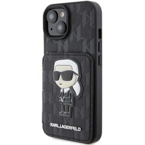 Karl Lagerfeld KLHCP15SSAKKNSCK Apple iPhone 15 / 14 / 13 6.1" juodos spalvos kietas dėklas Saffiano Cardslots and - Image 2