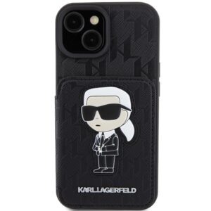 Karl Lagerfeld KLHCP15SSAKKNSCK Apple iPhone 15 / 14 / 13 6.1" juodos spalvos kietas dėklas Saffiano Cardslots and - Image 3