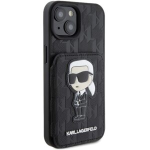 Karl Lagerfeld KLHCP15SSAKKNSCK Apple iPhone 15 / 14 / 13 6.1" juodos spalvos kietas dėklas Saffiano Cardslots and - Image 4
