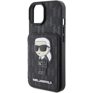 Karl Lagerfeld KLHCP15SSAKKNSCK Apple iPhone 15 / 14 / 13 6.1" juodos spalvos kietas dėklas Saffiano Cardslots and - Image 6