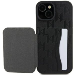 Karl Lagerfeld KLHCP15SSAKKNSCK Apple iPhone 15 / 14 / 13 6.1" juodos spalvos kietas dėklas Saffiano Cardslots and - Image 8