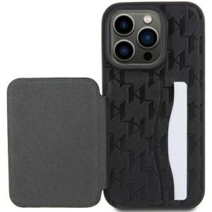 Karl Lagerfeld KLHCP15LSAKCNSCK Apple iPhone 15 Pro 6.1" juodos spalvos kietas dėklas Saffiano Cardslots and Stand - Image 8
