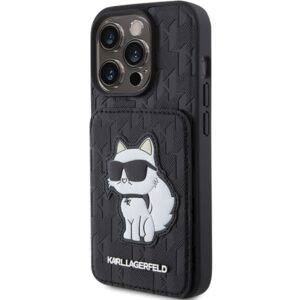 Karl Lagerfeld KLHCP15XSAKCNSCK Apple iPhone 15 Pro Max 6.7" juodos spalvos kietas dėklas Saffiano Cardslots and S - Image 2