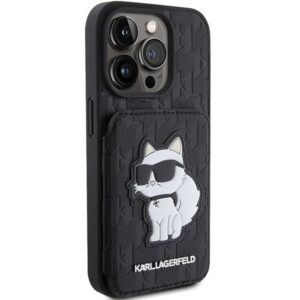 Karl Lagerfeld KLHCP15XSAKCNSCK Apple iPhone 15 Pro Max 6.7" juodos spalvos kietas dėklas Saffiano Cardslots and S - Image 4
