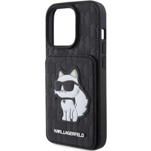 Karl Lagerfeld KLHCP15XSAKCNSCK Apple iPhone 15 Pro Max 6.7" juodos spalvos kietas dėklas Saffiano Cardslots and S - Image 6