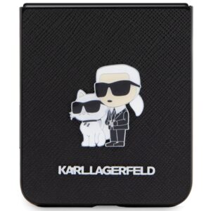 Karl Lagerfeld KLHCZF5SAKCNPK Z Flip5F731 kietas dėklas juodos spalvos Saffiano Karl&Choupette Pin - Image 5