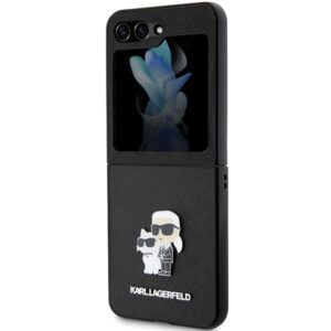 Karl Lagerfeld KLHCZF5SAKCNPK Z Flip5F731 kietas dėklas juodos spalvos Saffiano Karl&Choupette Pin - Image 6
