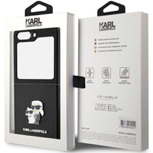 Karl Lagerfeld KLHCZF5SAKCNPK Z Flip5F731 kietas dėklas juodos spalvos Saffiano Karl&Choupette Pin - Image 8