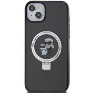Karl Lagerfeld KLHMP15SHMRSKCK Apple iPhone 15/ 14 / 13 6.1" juodos spalvos kietas dėklas Ring Stand Karl&Choupet - Image 3