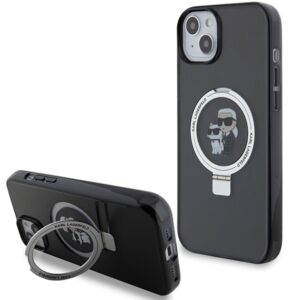 Karl Lagerfeld KLHMP15MHMRSKCK Apple iPhone 15 Plus / 14 Plus 6.7" juodos spalvos kietas dėklas Ring Stand Karl&Cho - Image 1