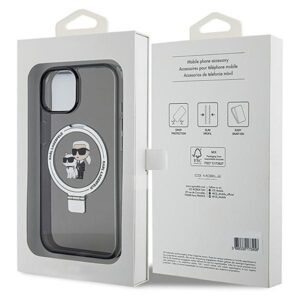 Karl Lagerfeld KLHMP15MHMRSKCK Apple iPhone 15 Plus / 14 Plus 6.7" juodos spalvos kietas dėklas Ring Stand Karl&Cho - Image 8