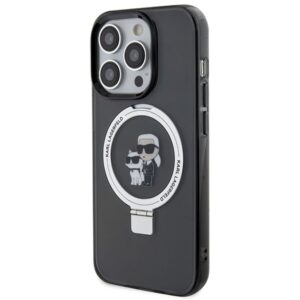 Karl Lagerfeld KLHMP15LHMRSKCK Apple iPhone 15 Pro 6.1" juodos spalvos kietas dėklas Ring Stand Karl&Choupettte Ma - Image 2