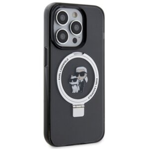 Karl Lagerfeld KLHMP15LHMRSKCK Apple iPhone 15 Pro 6.1" juodos spalvos kietas dėklas Ring Stand Karl&Choupettte Ma - Image 4