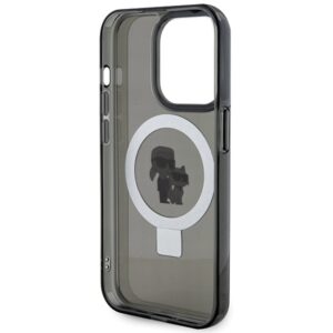 Karl Lagerfeld KLHMP15LHMRSKCK Apple iPhone 15 Pro 6.1" juodos spalvos kietas dėklas Ring Stand Karl&Choupettte Ma - Image 7