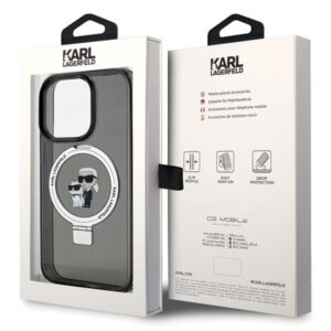 Karl Lagerfeld KLHMP15LHMRSKCK Apple iPhone 15 Pro 6.1" juodos spalvos kietas dėklas Ring Stand Karl&Choupettte Ma - Image 8