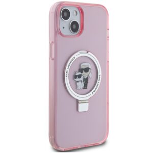 Karl Lagerfeld KLHMP15MHMRSKCP Apple iPhone 15 Plus / 14 Plus 6.7" rožinės spalvos kietas dėklas Ring Stand Karl&Cho - Image 4