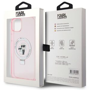 Karl Lagerfeld KLHMP15MHMRSKCP Apple iPhone 15 Plus / 14 Plus 6.7" rožinės spalvos kietas dėklas Ring Stand Karl&Cho - Image 8