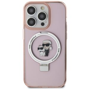 Karl Lagerfeld KLHMP15XHMRSKCP Apple iPhone 15 Pro Max 6.7" rožinės spalvos kietas dėklas Ring Stand Karl&Choupettte - Image 3